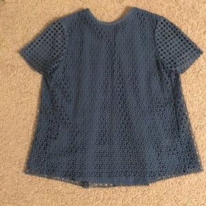 💙Tory Burch Lace / mesh geometric blue top